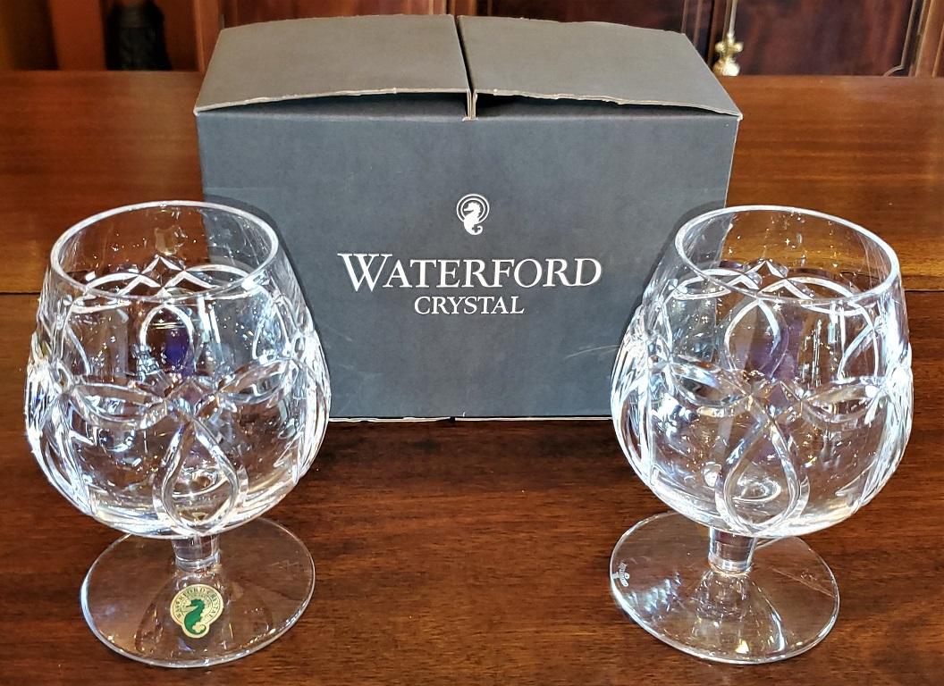 Presenting a gorgeous pair of Waterford Clannad brandy goblets.

Made in Waterford, Ireland circa 1990.

100% Irish made.

In original box and in mint condition.

Beautiful heavy cut crystal of exceptional quality.

Fully marked with