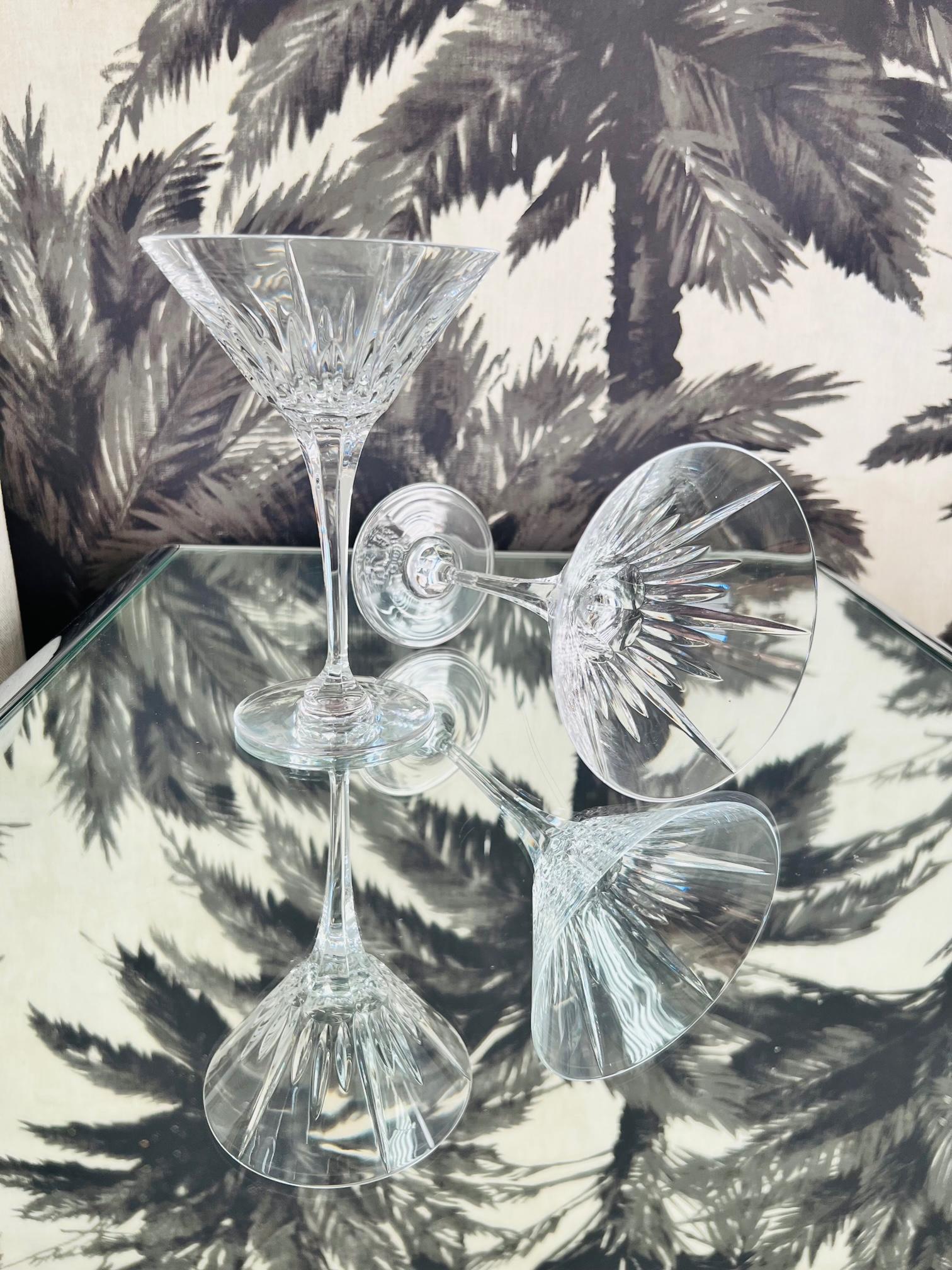 German Pair of Waterford Crystal Martini Glasses, Lismore Series, circa 1990's