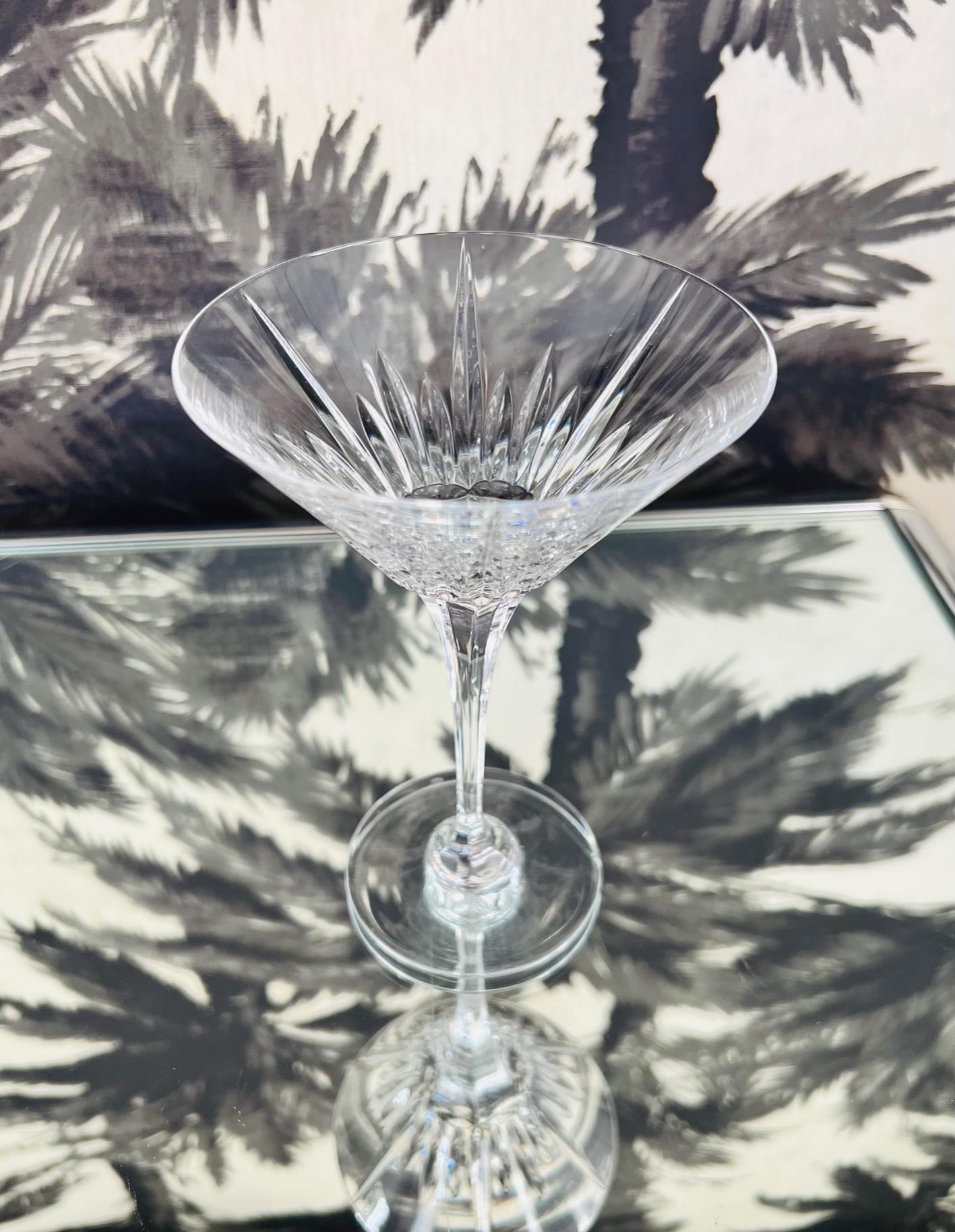 Pair of Waterford Crystal Martini Glasses, Lismore Series, circa 1990's In Excellent Condition In Fort Lauderdale, FL