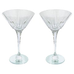 Used Pair of Waterford Crystal Martini Glasses, Lismore Series, circa 1990's