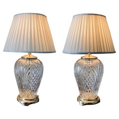 Used Pair of Waterford Cut Glass Table Lamps