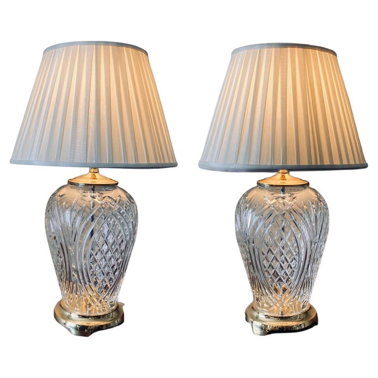 Pair of Waterford Cut Glass Table Lamps For Sale at 1stDibs