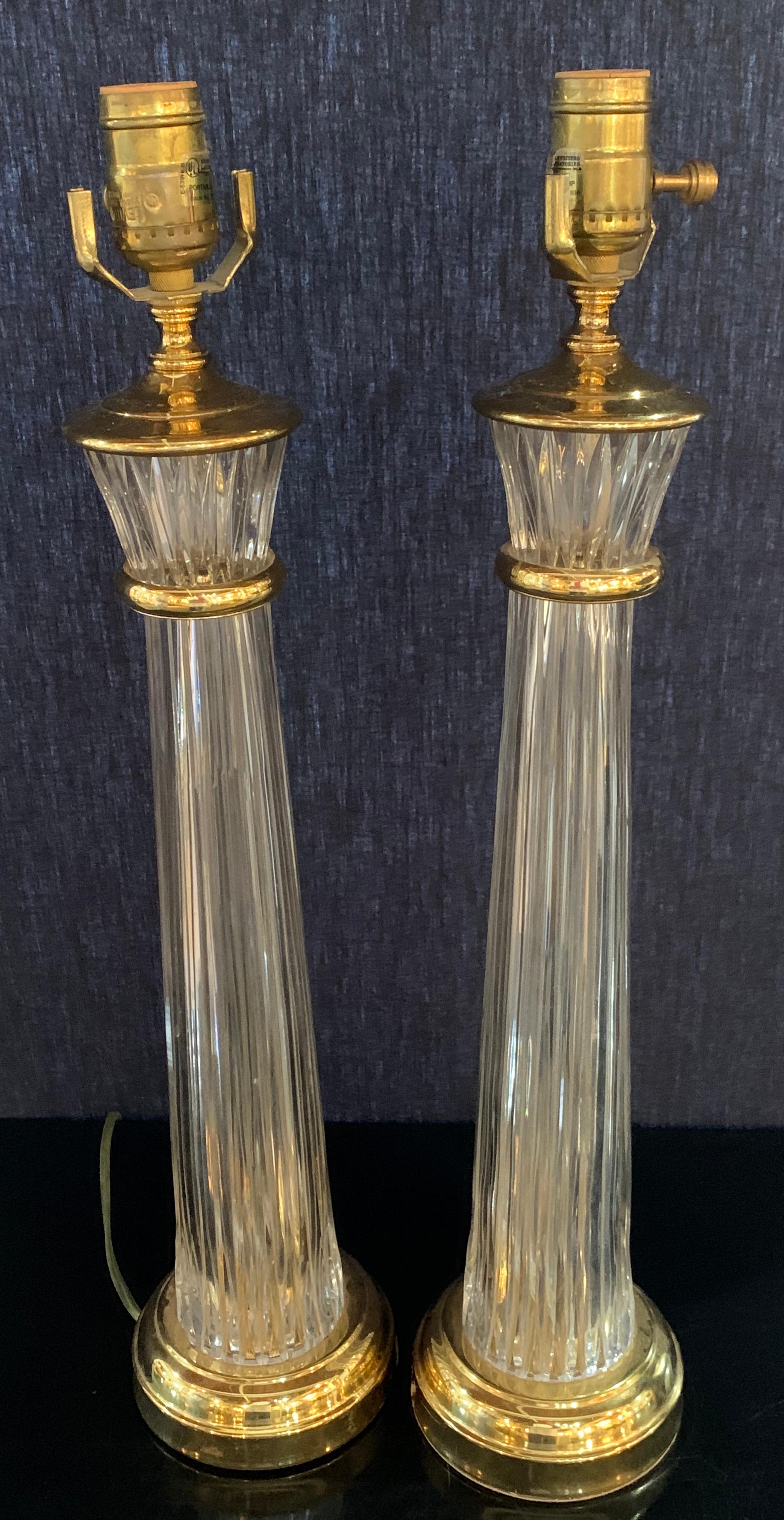 Pair of Waterford Hollywood Regency Style Column Form Table Lamps 11