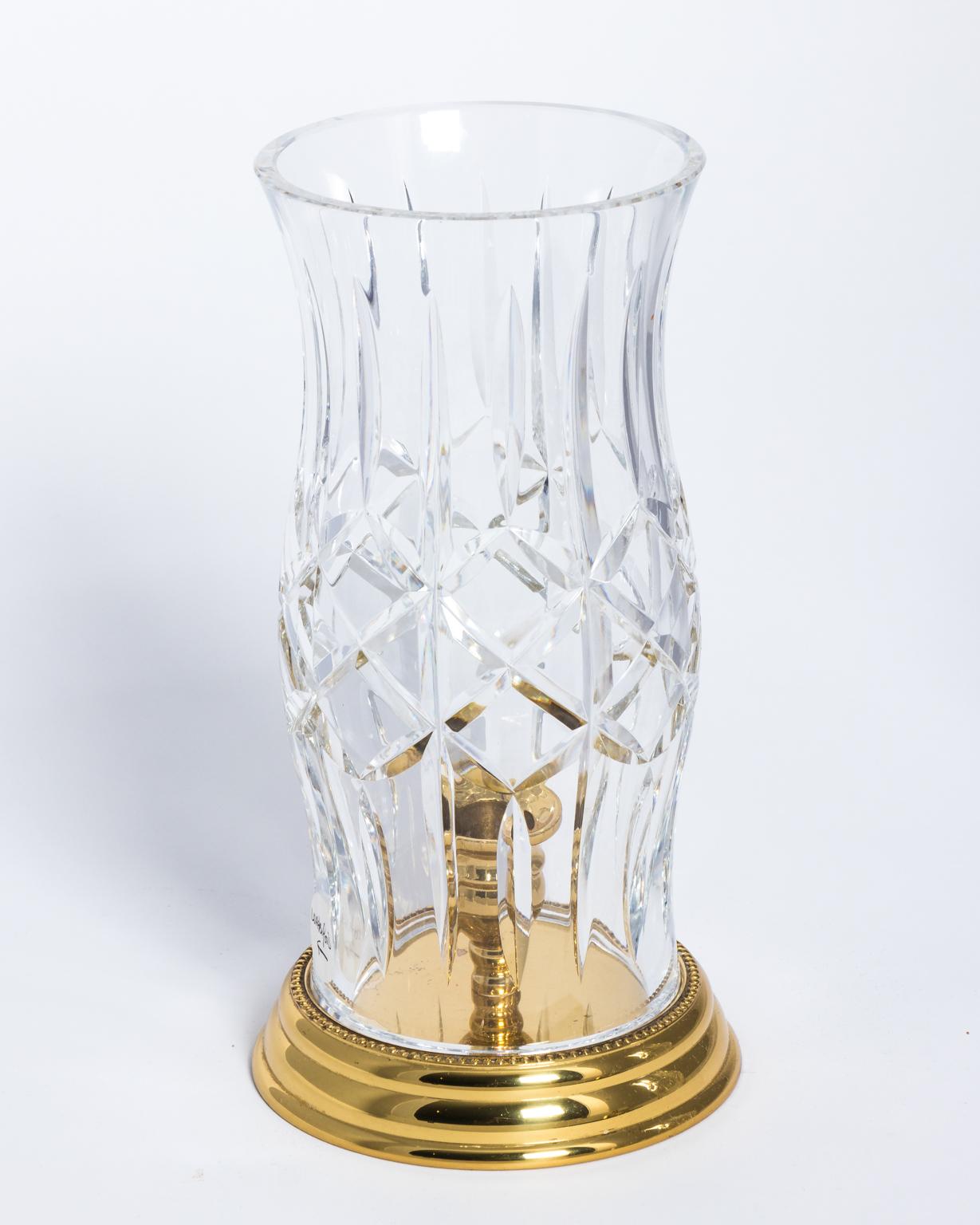 Pair of Waterford Hurricane Lamps In Good Condition In Stamford, CT