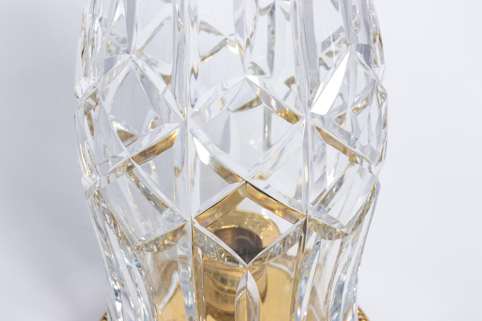 20th Century Pair of Waterford Hurricane Lamps