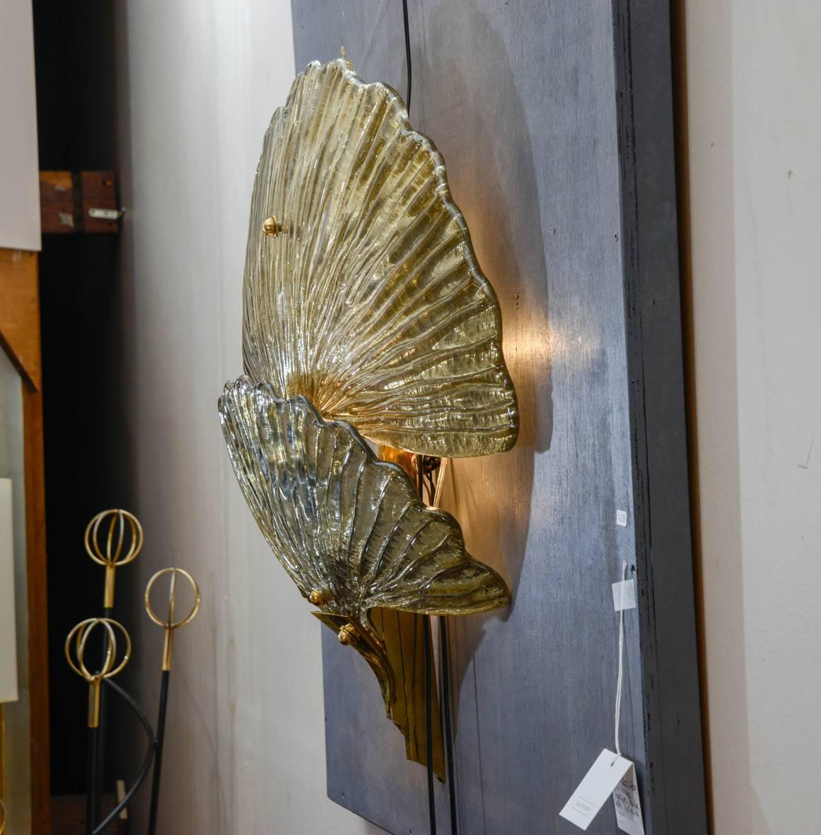 Pair of Water Lily Murano Glass Sconces In Excellent Condition In Saint-Ouen (PARIS), FR