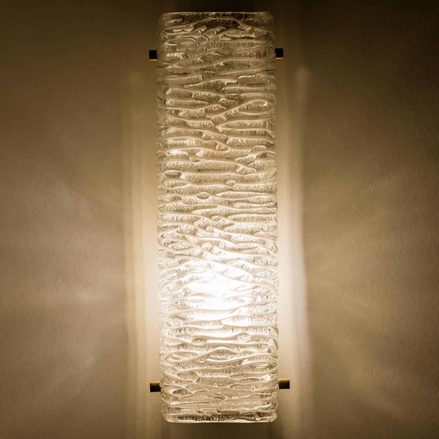 Pair of Wave Glass Gold Wall Light Kalmar, 1970s For Sale 2