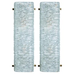 Pair of Wave Glass Gold Wall Light Kalmar, 1970s