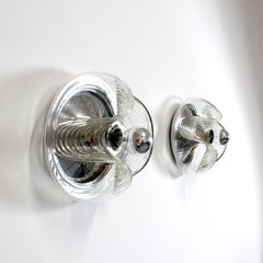 Pair of "Wave" wall/ceiling sconces with chrome-plated metal frame glass