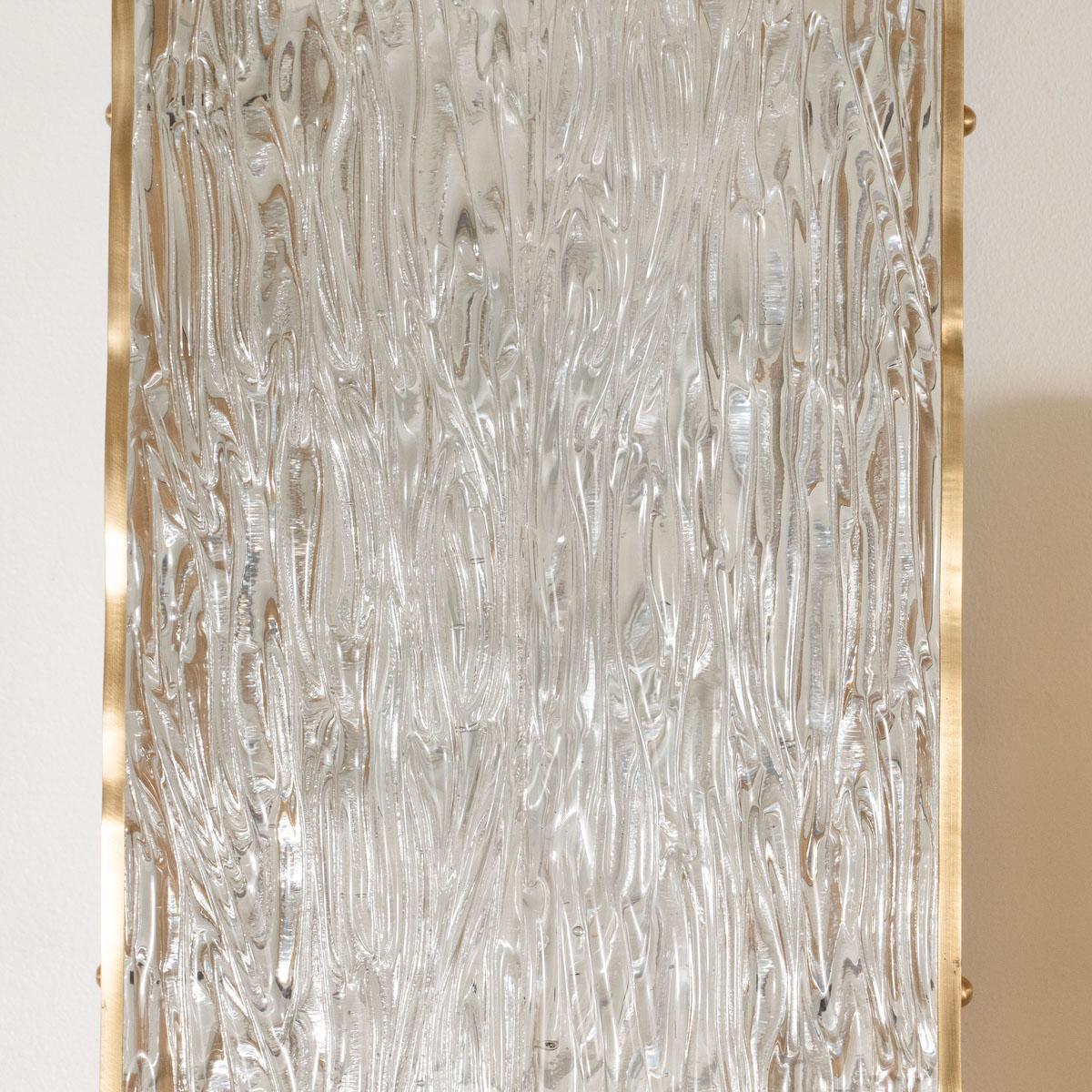 Pair of Wavy Textured Glass Sconces For Sale 5