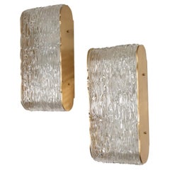 Pareja de Apliques de Cristal con Textura Ondulada
