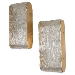 Pair of Wavy Textured Glass Sconces