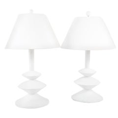 Vintage Pair of Waxed Plaster Lamps 