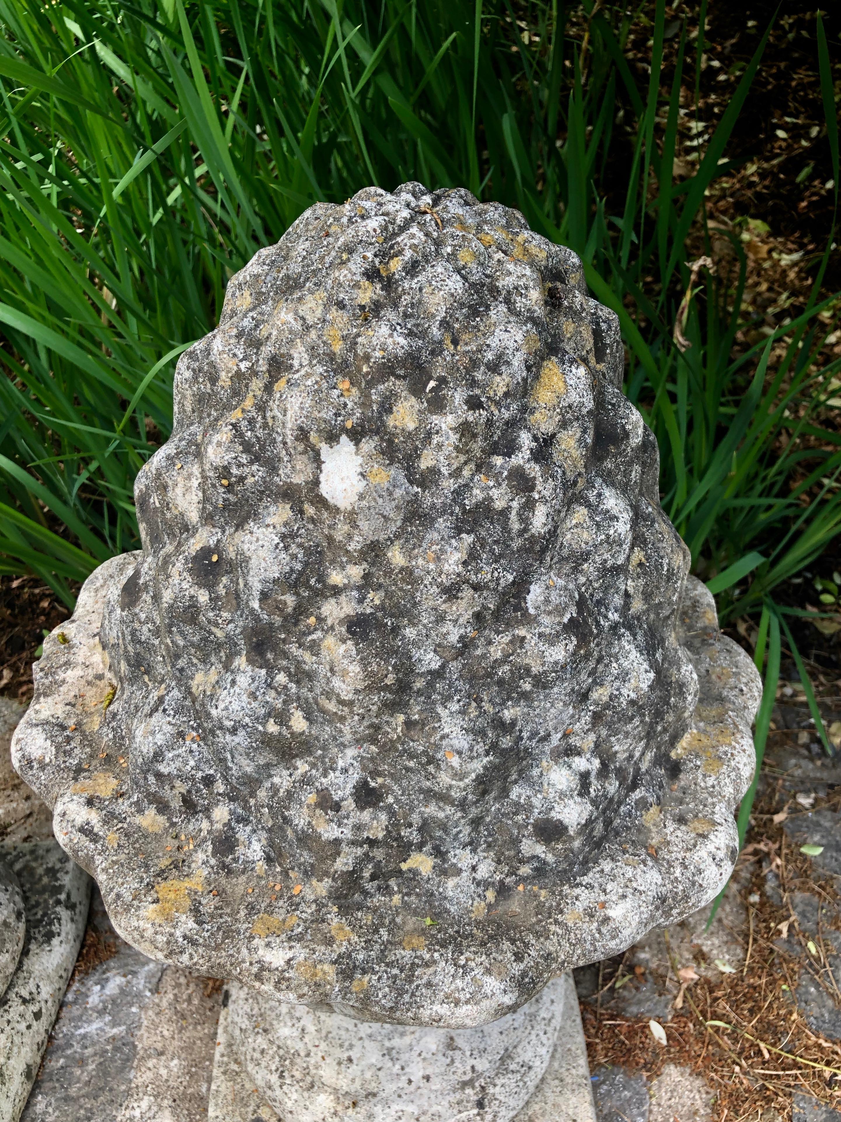 Pair of Weathered English Cast Stone Pineapple Finials 4