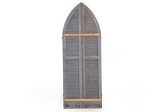 Pair of Weathered Gray-Painted Arched Domed Louvered Doors