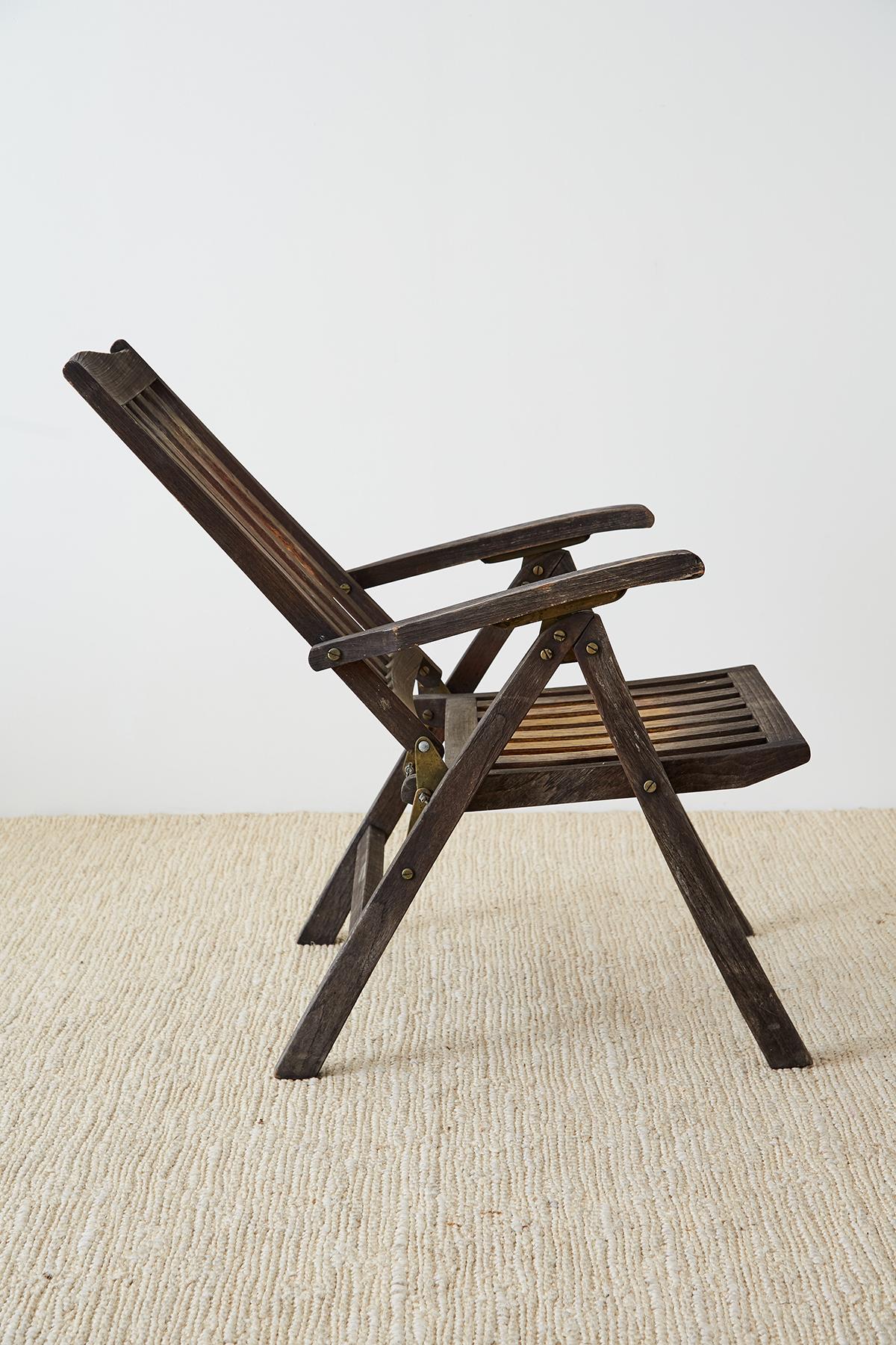 Pair of Weathered Vintage Teak Folding Chairs 6