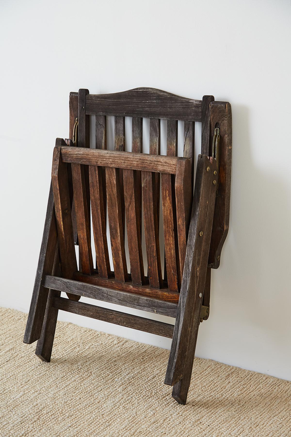 Pair of Weathered Vintage Teak Folding Chairs 10