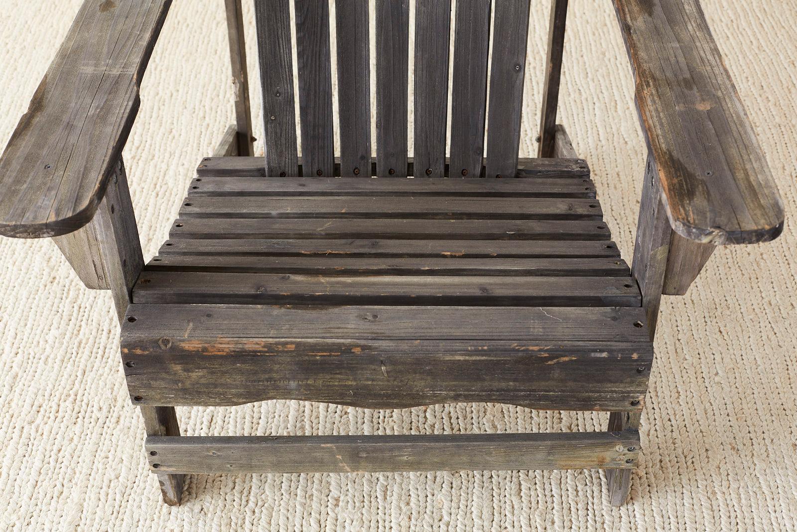 Pair of Weathered Westport Plank Adirondack Chairs 3