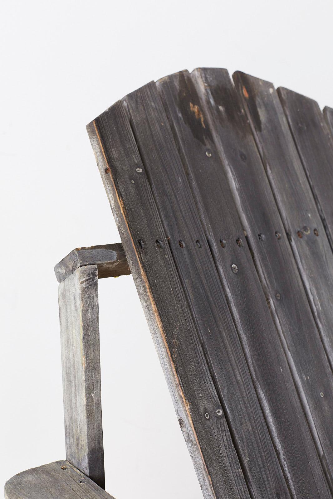 Pair of Weathered Westport Plank Adirondack Chairs 4