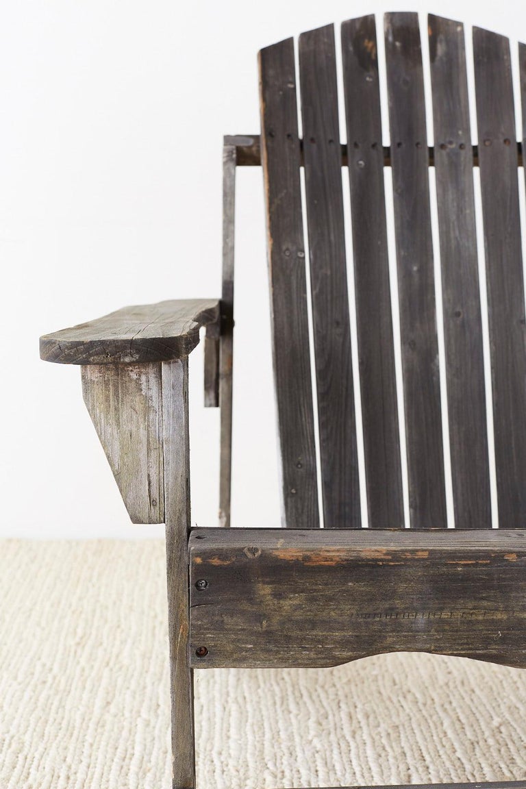 Pair of Weathered Westport Plank Adirondack Chairs at 1stdibs