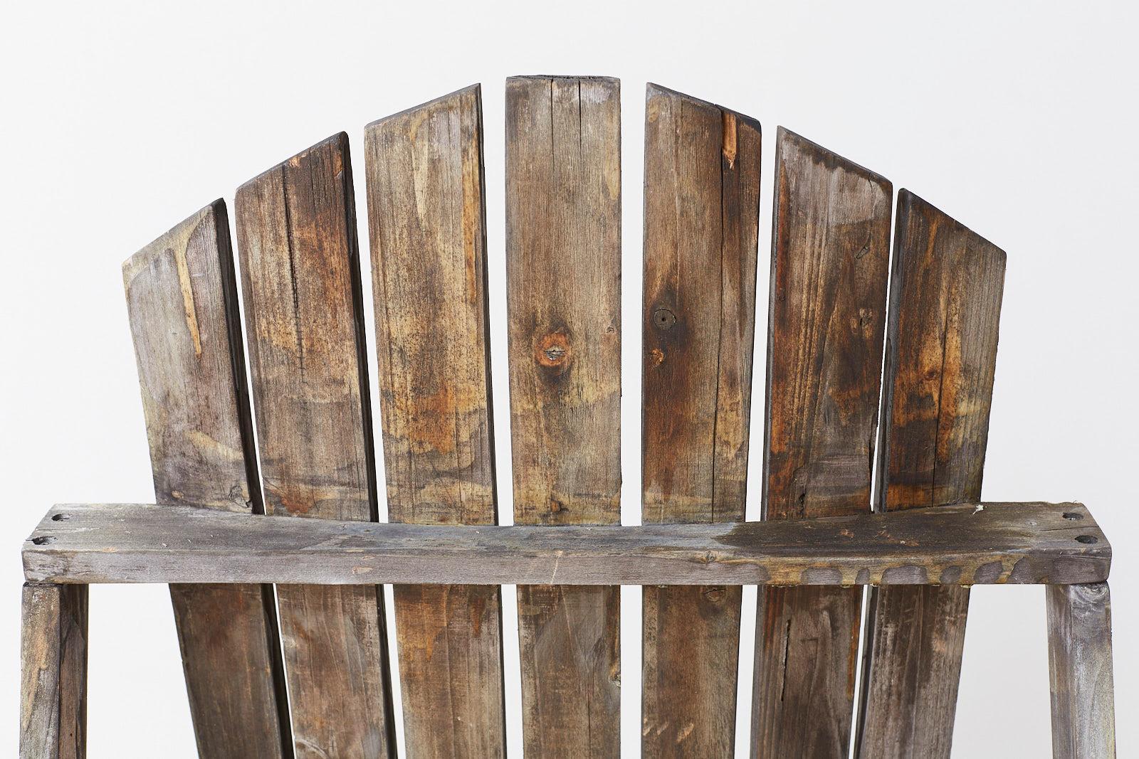 Pair of Weathered Westport Plank Adirondack Chairs 8