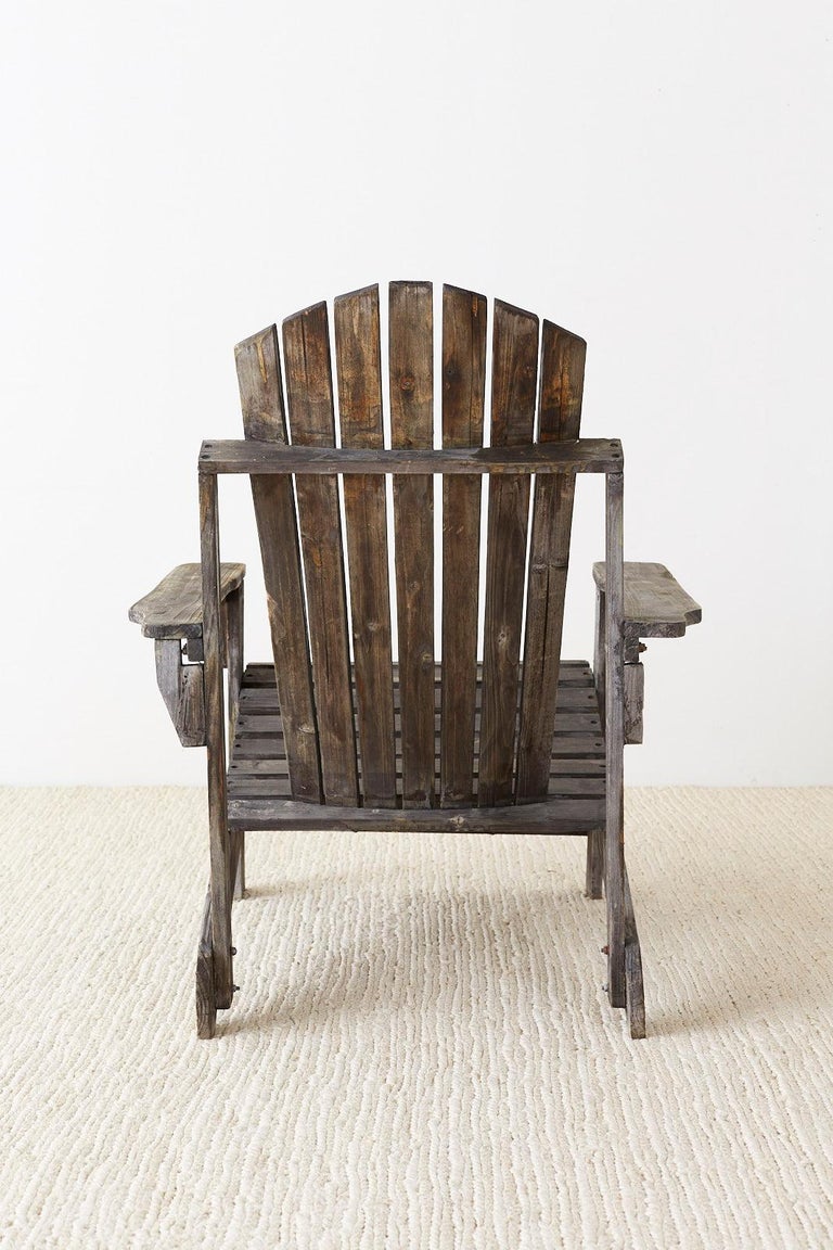 Pair of Weathered Westport Plank Adirondack Chairs at 1stDibs