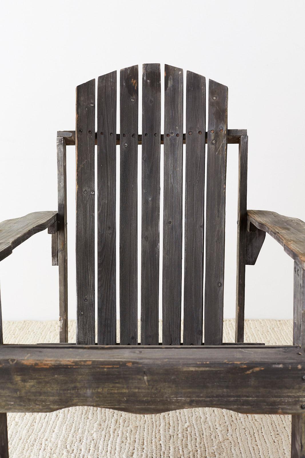 Pair of Weathered Westport Plank Adirondack Chairs 2