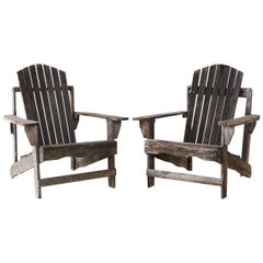 Pair of Weathered Westport Plank Adirondack Chairs