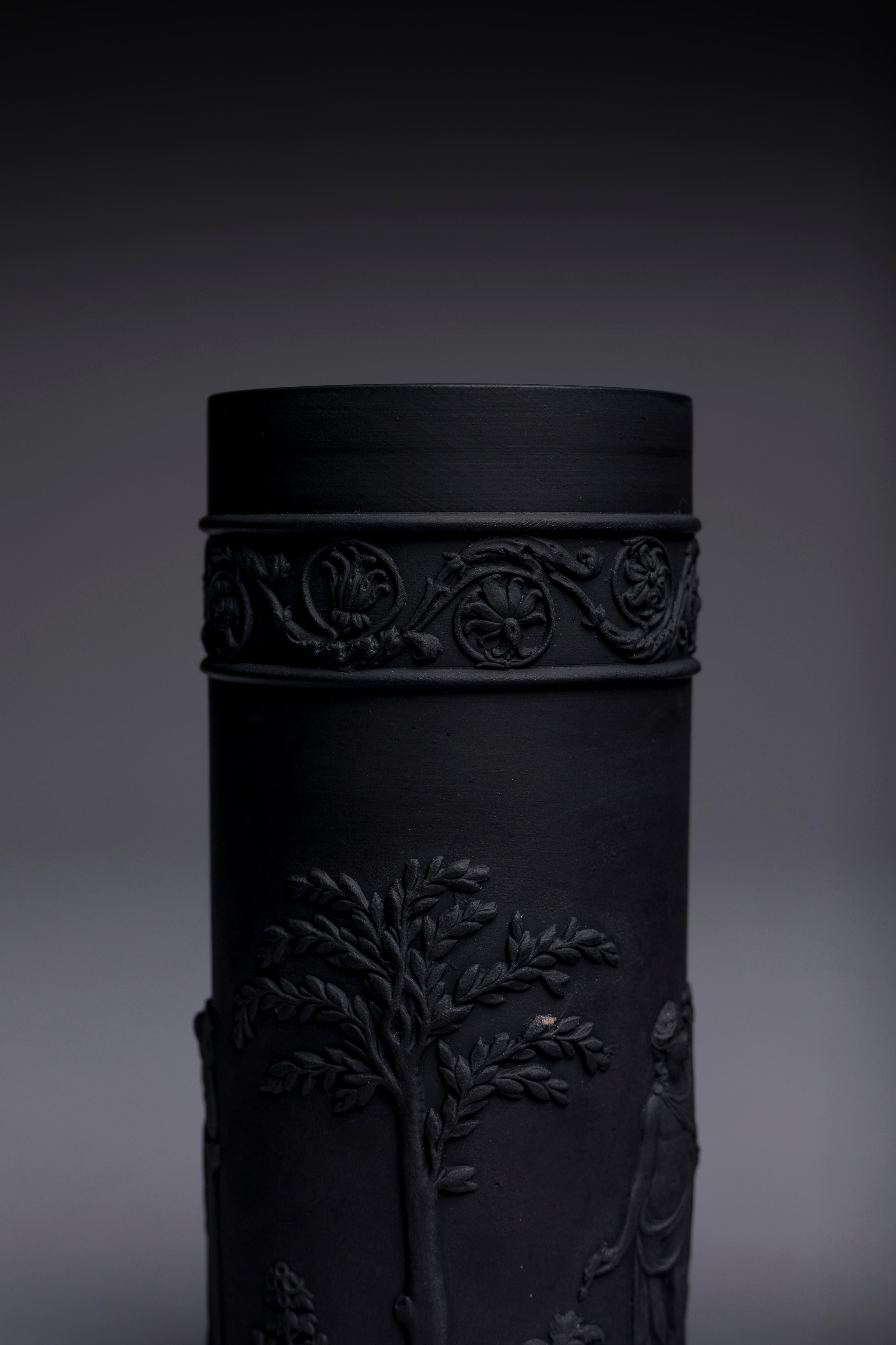 Early 19th Century Pair of Wedgwood Black Basalt Spill Vases