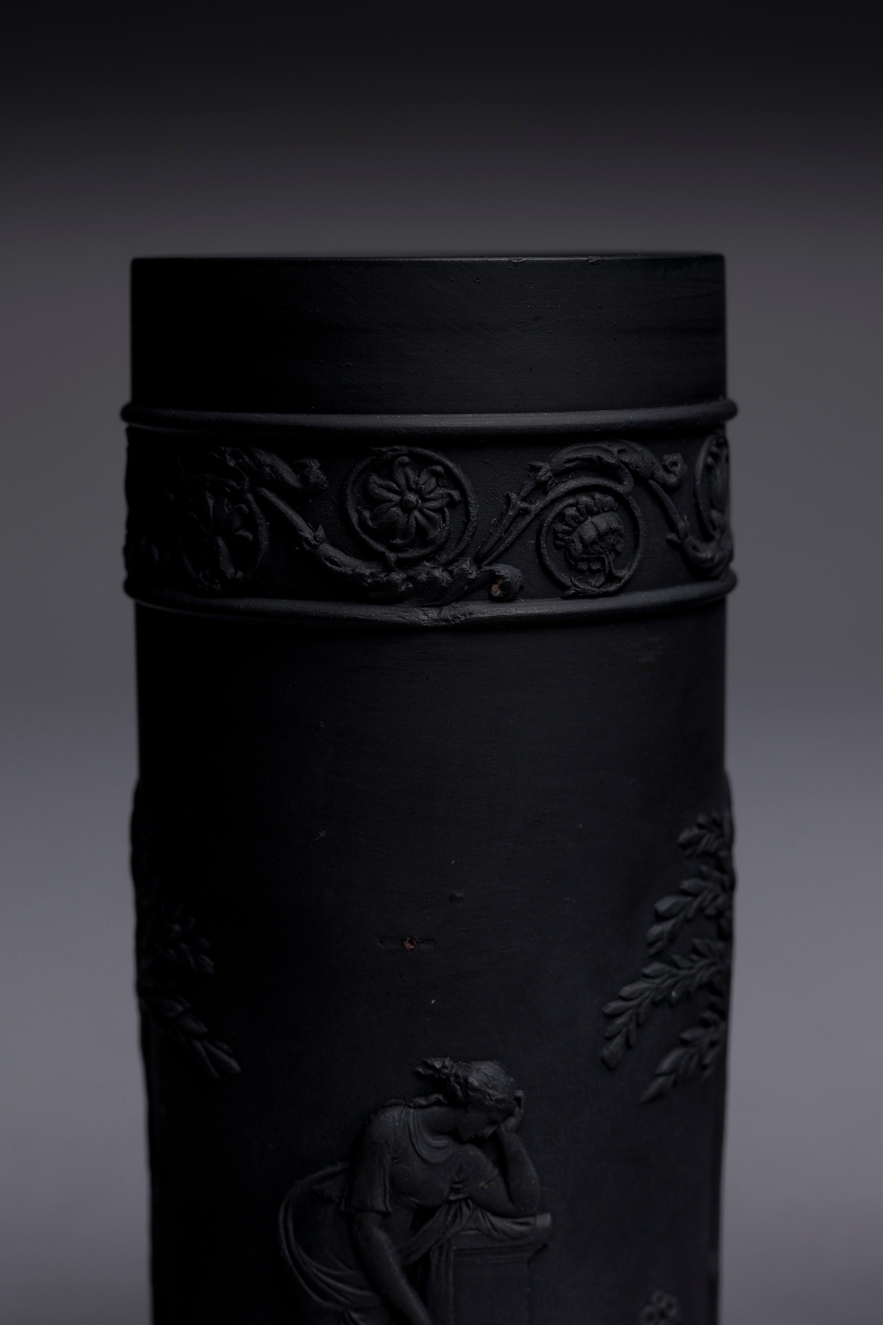 Pottery Pair of Wedgwood Black Basalt Spill Vases