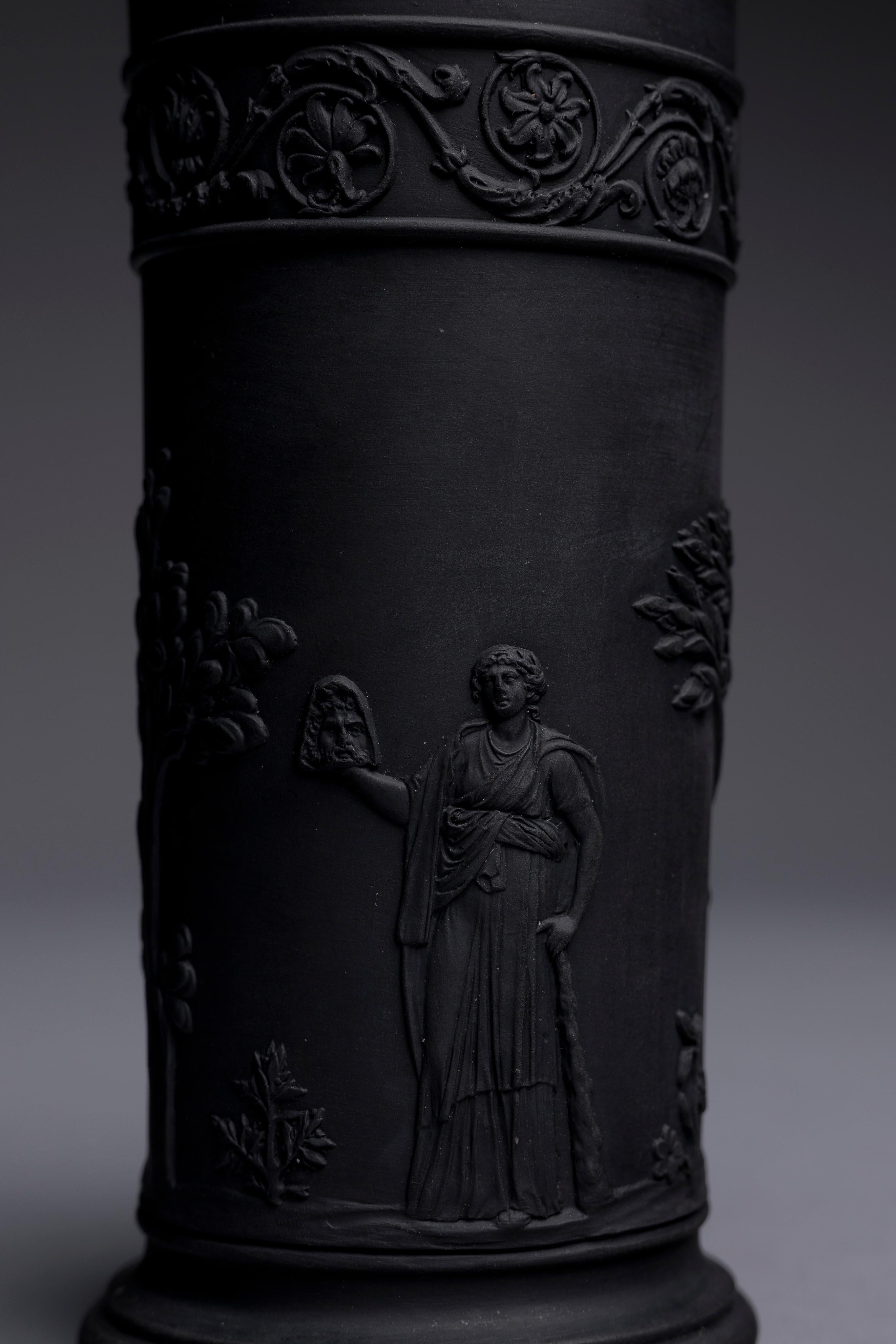 Pair of Wedgwood Black Basalt Spill Vases 1