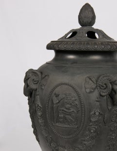 Pair of Wedgwood Black Basalt Urns Made in England circa 1820