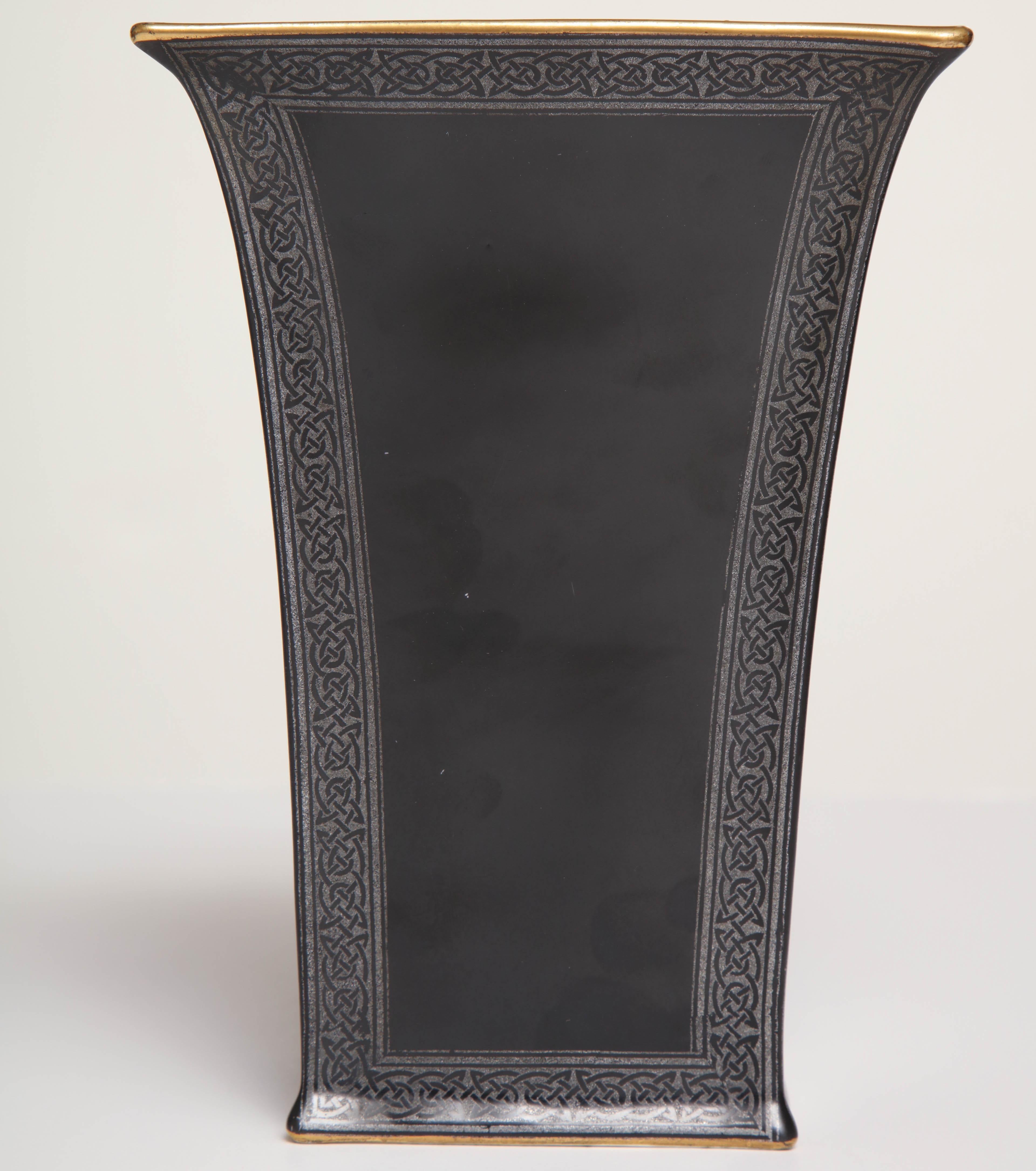 Early 20th Century Pair of Wedgwood, Black Glazed, Lustre Ware Vases For Sale