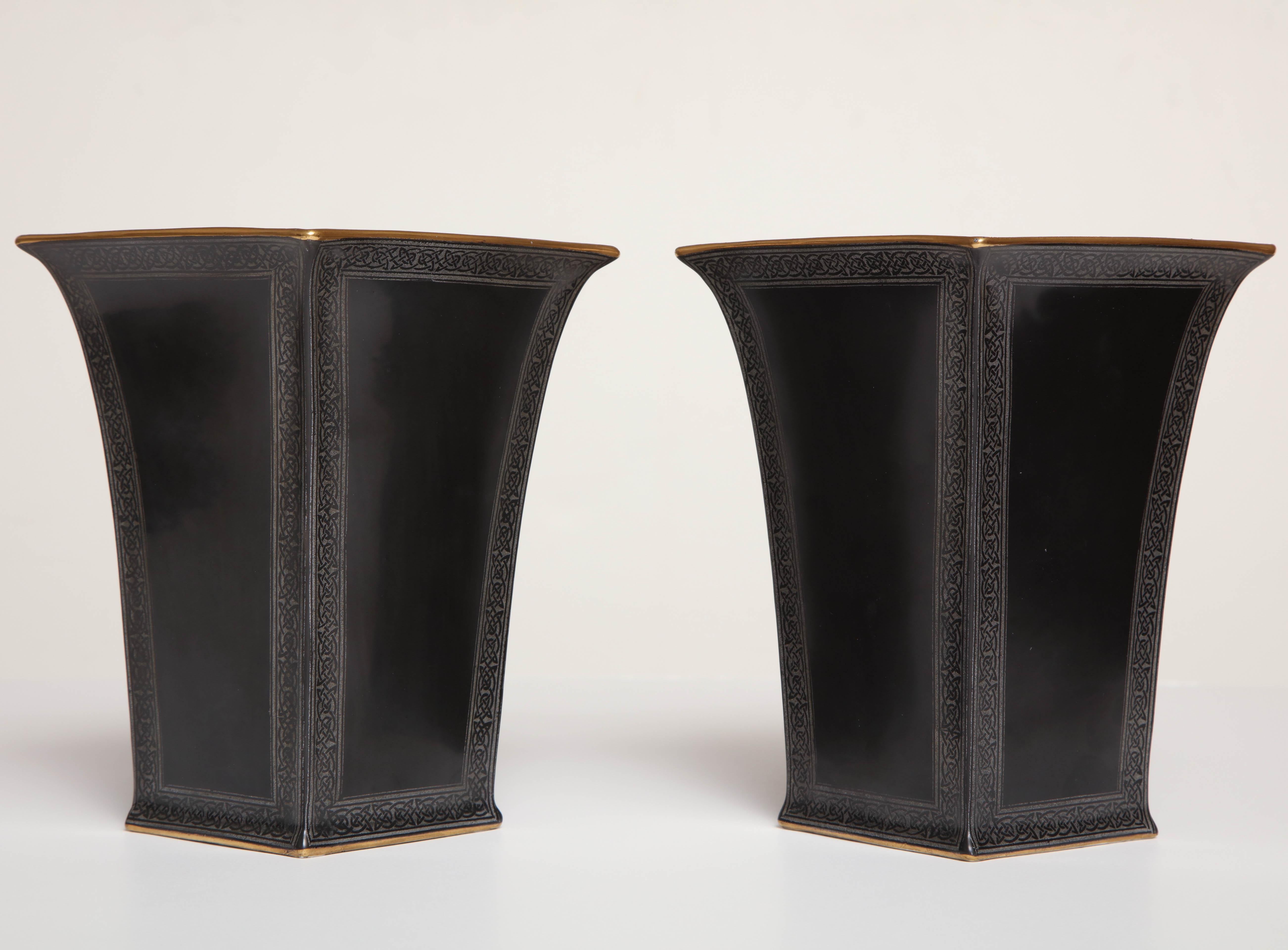 Pair of Wedgwood, Black Glazed, Lustre Ware Vases For Sale 1