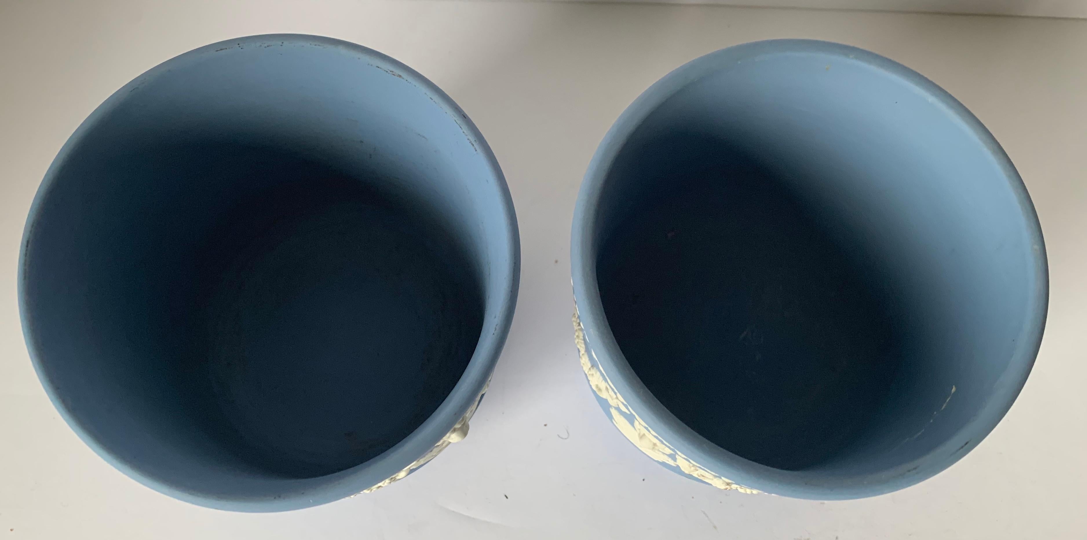 British Pair of Wedgwood Light Blue Small Cachepot / Flower Pot