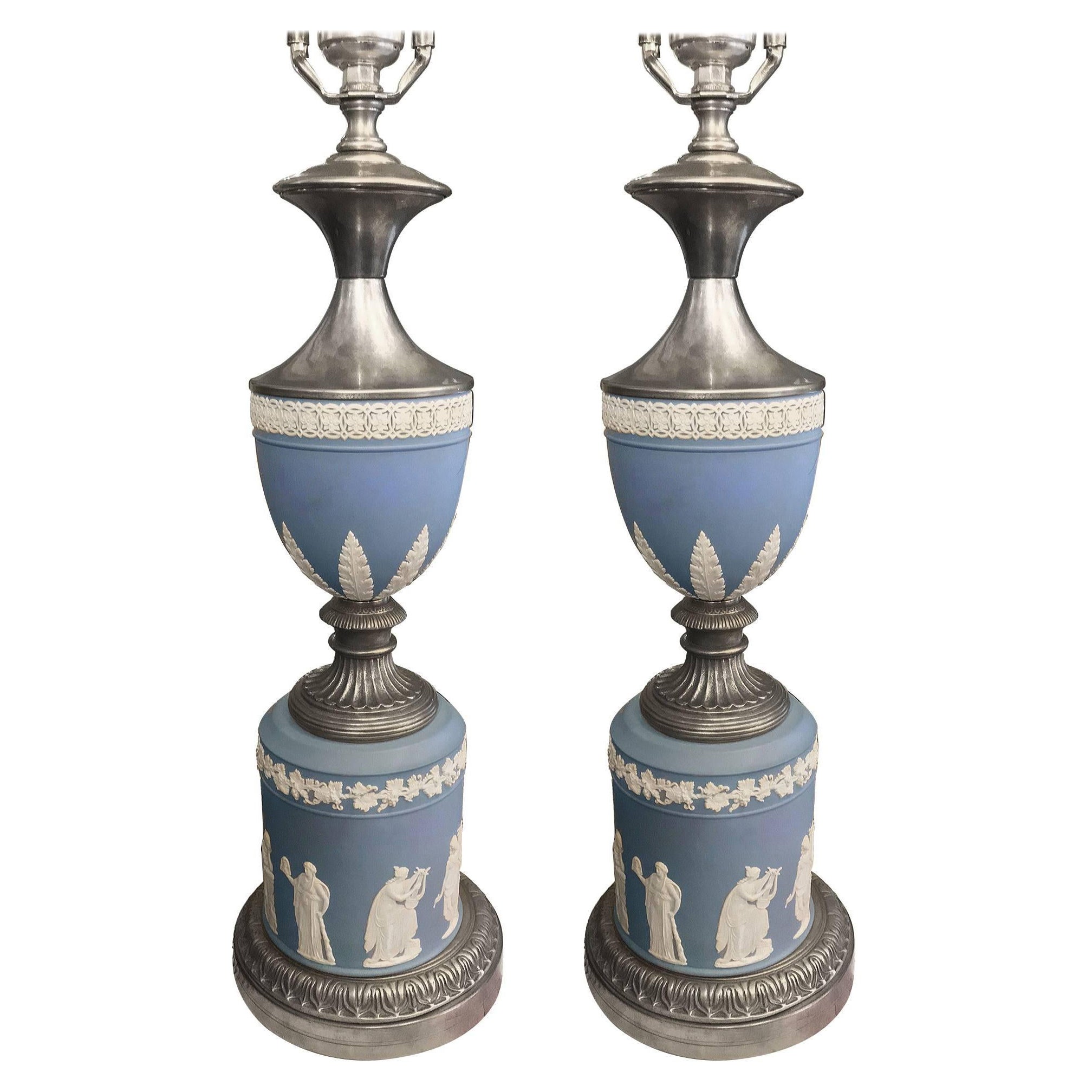 Pair of Wedgwood Table Lamps For Sale