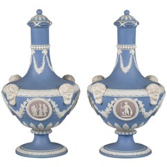 Pair of Wedgwood Tri-Color Vases, circa 1875