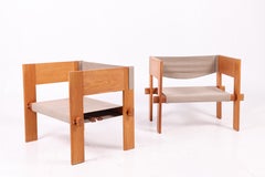 Pair of “Weekend” Oak Sling Lounge Chairs by Tage Poulsen, 1960s–70s