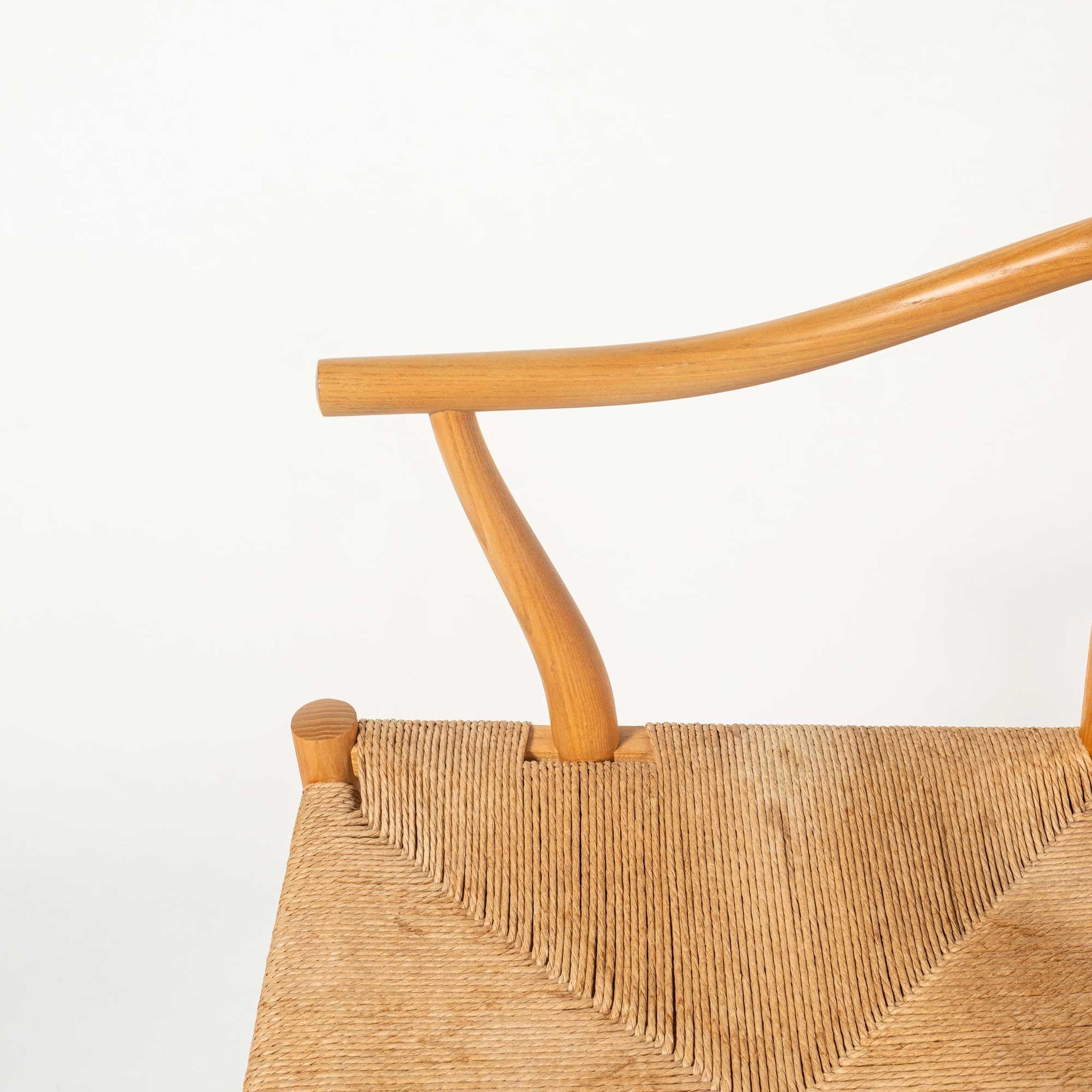 Fin du 20e siècle Paire de chaises chinoises Wegner PP66 pour PP Mobler en chêne et cordon papier en vente