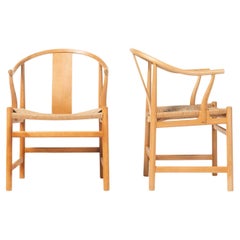 Pair of Wegner PP66 "Chinese Chairs" for PP Mobler in Oak and Papercord