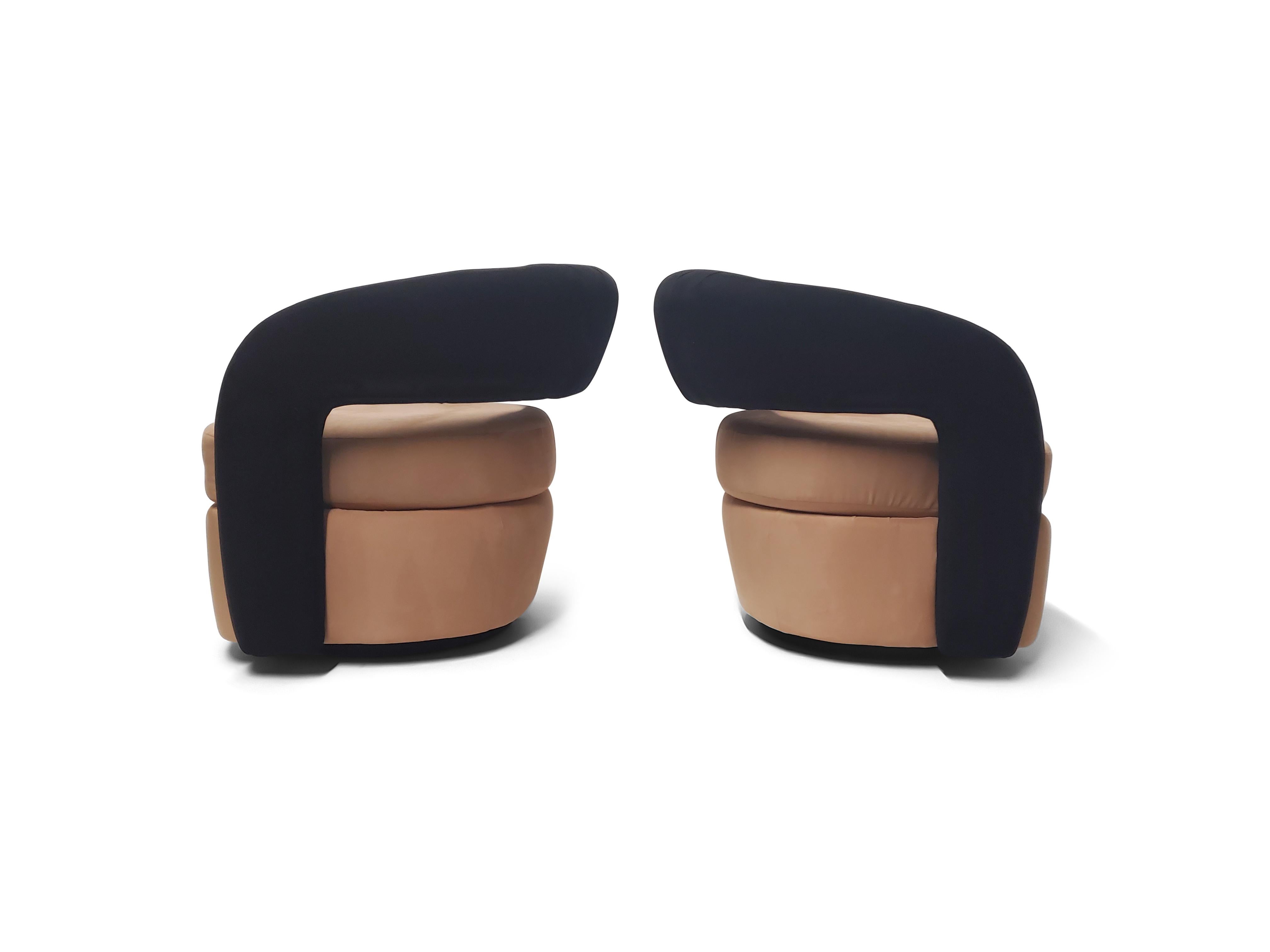 Américain Paire de fauteuils de salon pivotants Weiman Targa