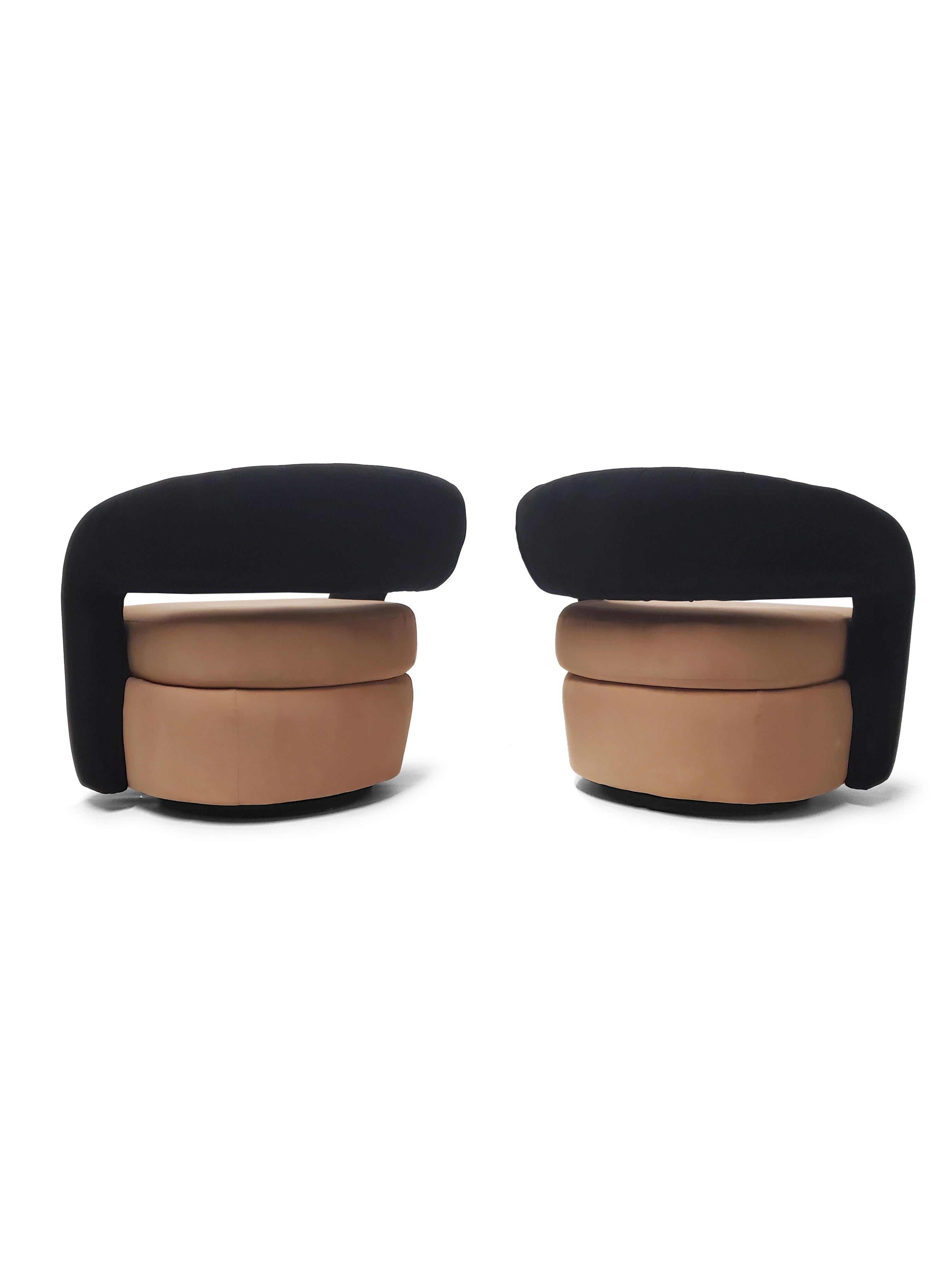 Upholstery Pair of Weiman 'Targa' Swivel Lounge Chairs