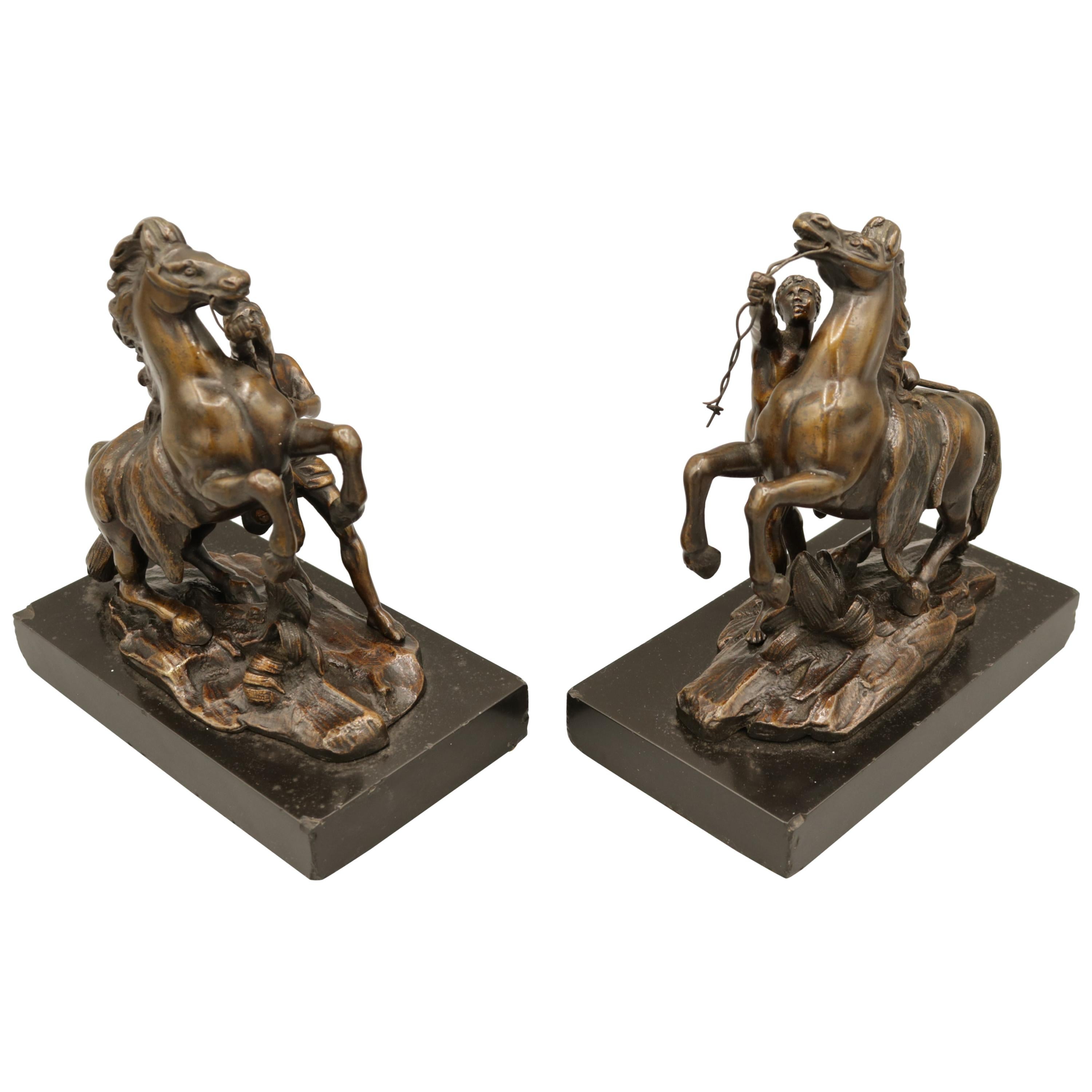 Pair of Well Cast Bronze Models of the 'Chevaux de Marly'