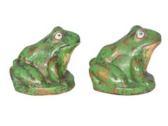 Pair Of Weller Pottery Frogs