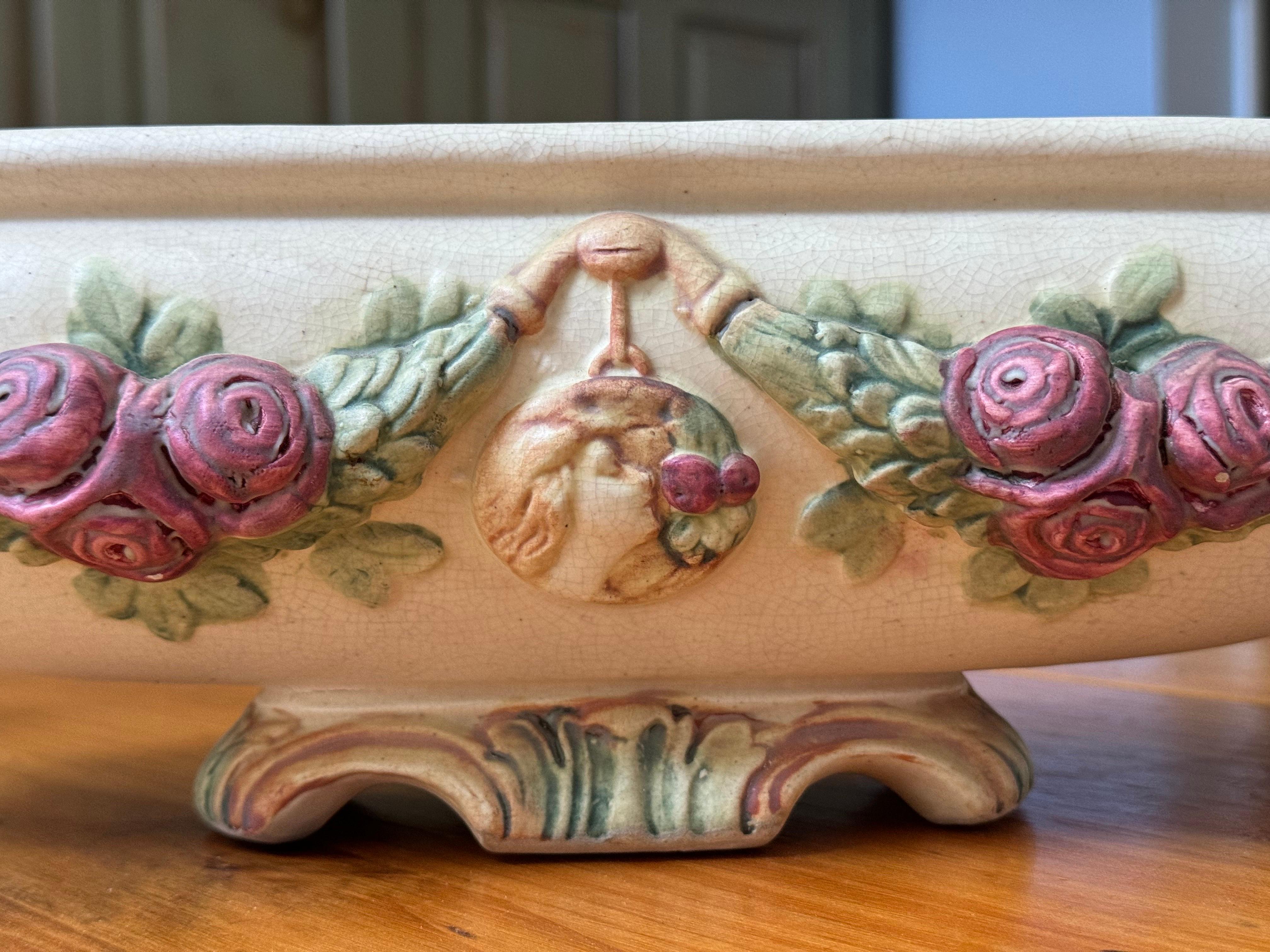 Paire de compotes ou jardinières Weller Roma Rose en vente 2