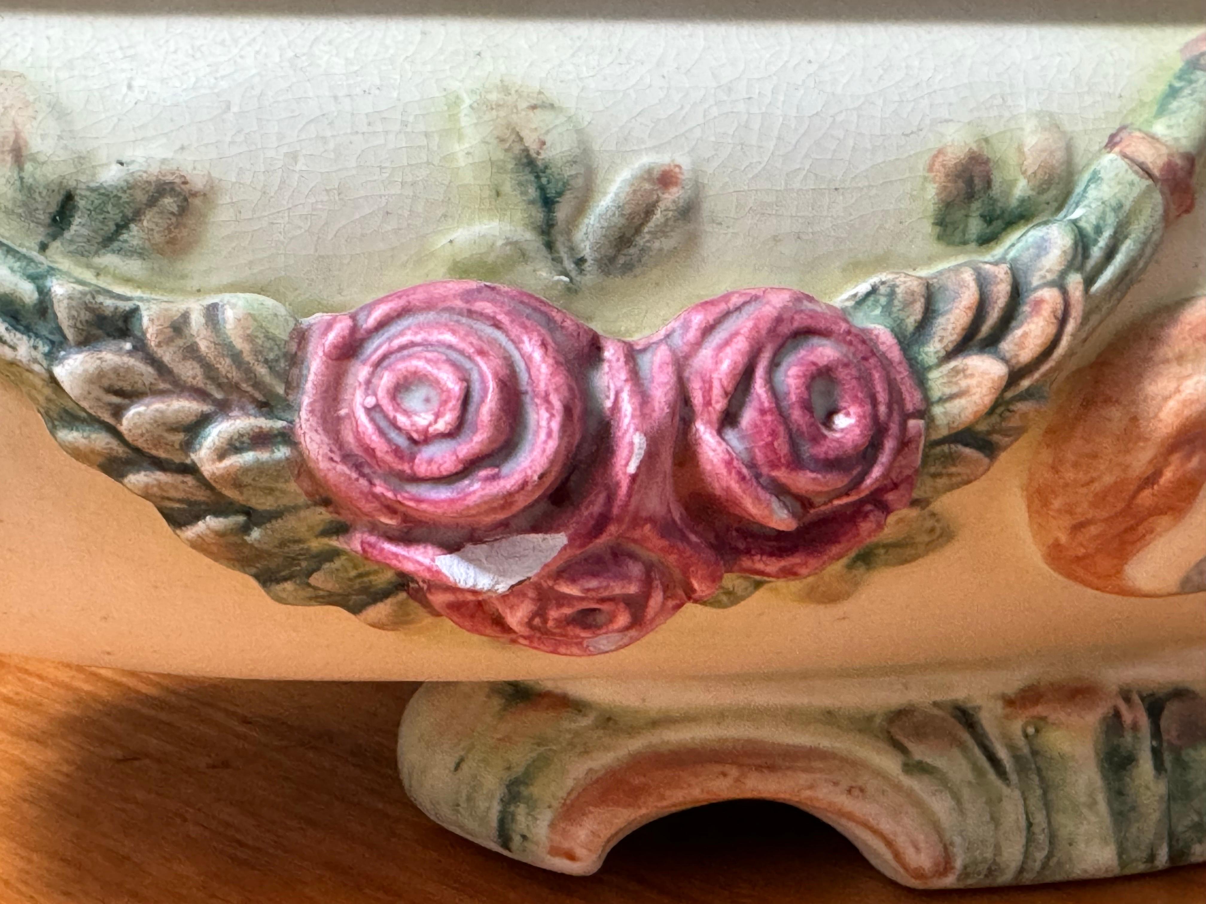 Paire de compotes ou jardinières Weller Roma Rose en vente 10