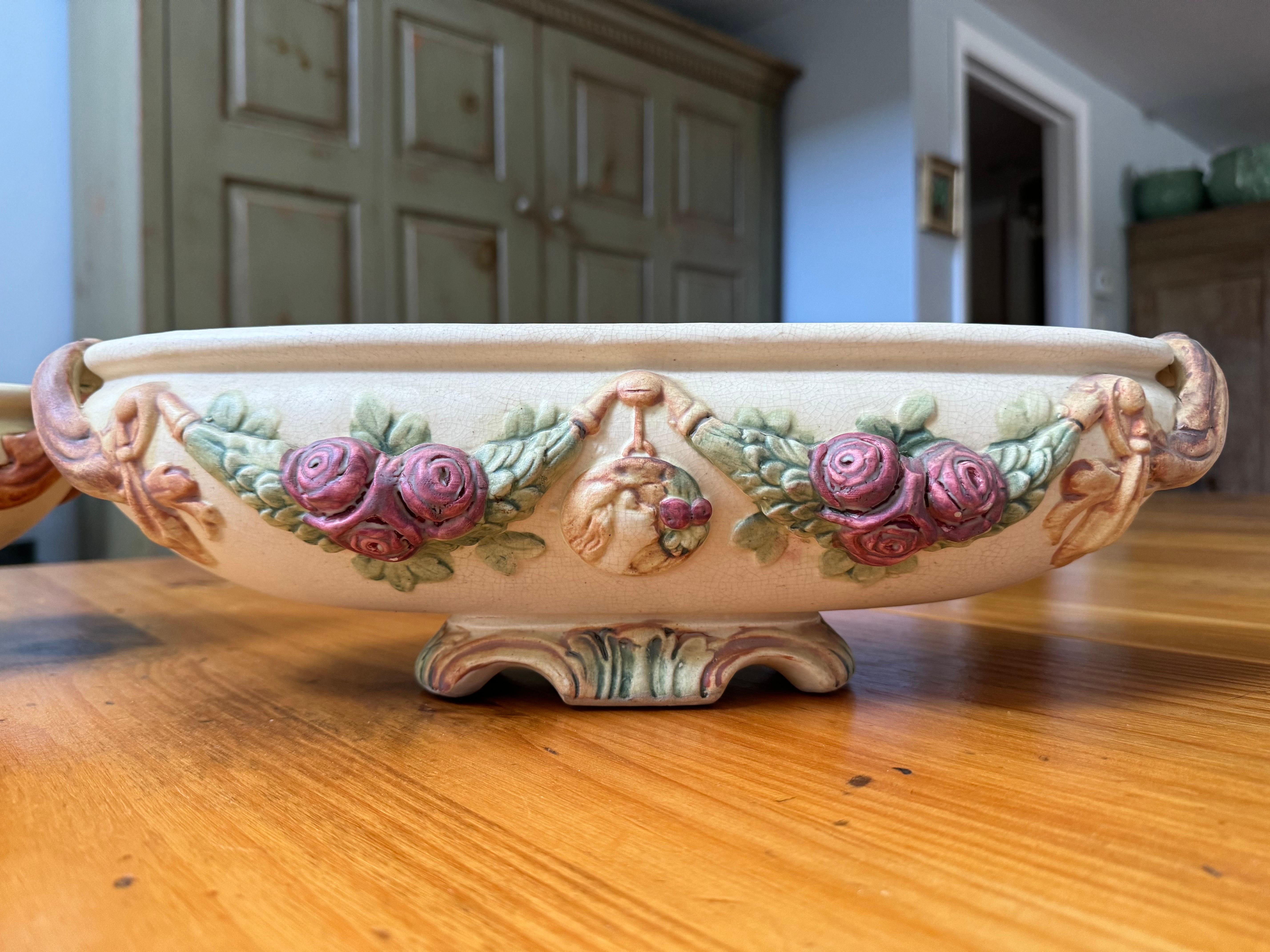 Début du 20ème siècle Paire de compotes ou jardinières Weller Roma Rose en vente