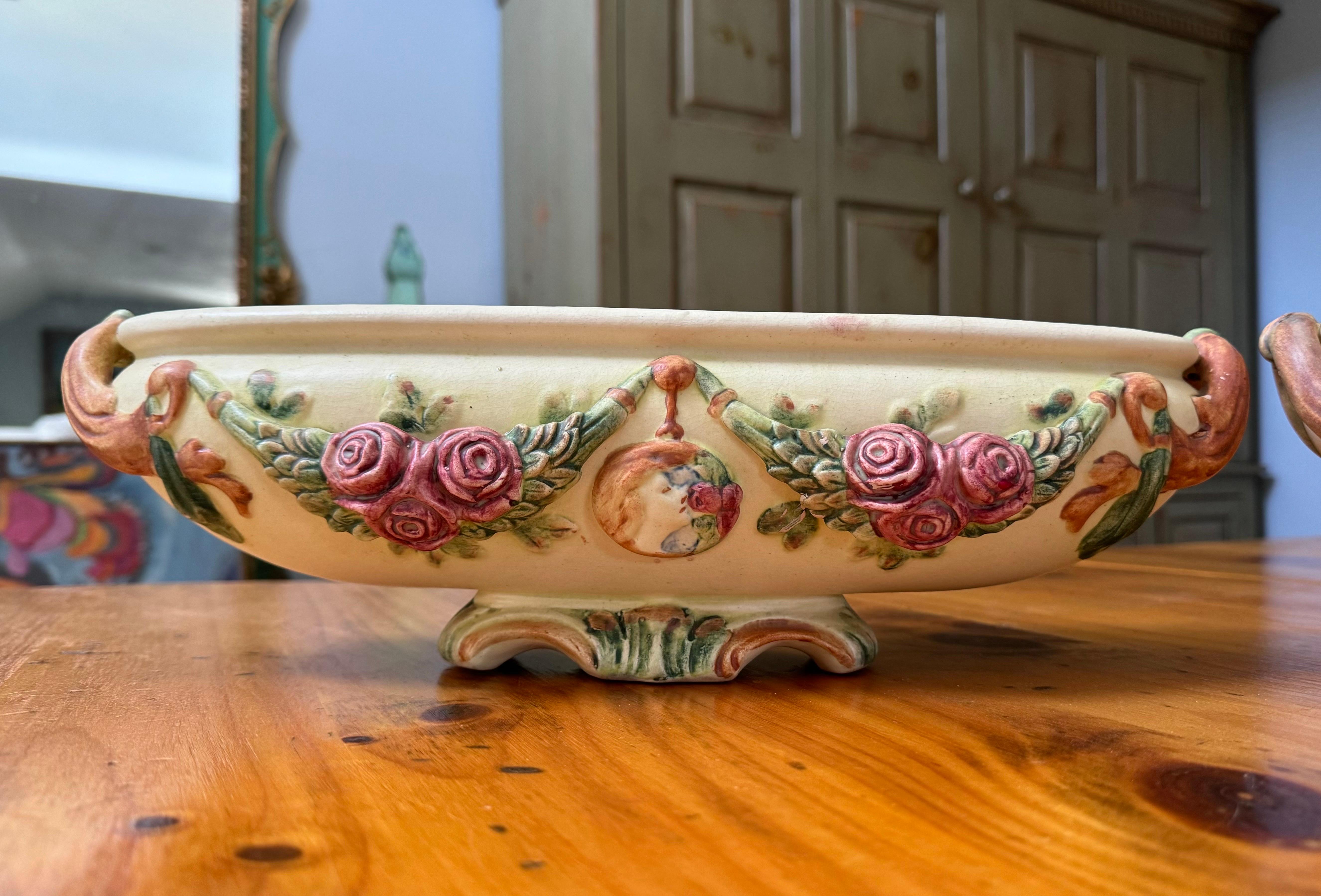 Argile Paire de compotes ou jardinières Weller Roma Rose en vente