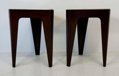 Pair of Wengé and Parchment Coffee Tables or stools Italy, Art Deco Style