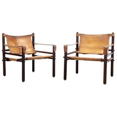 Vintage Pair of Wengé Arne Norell Model Sirocco Safari Chairs by Norell AB, Sweden, 1960